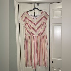 Eshakti custom 1x 2x 16-18 Cap Sleeve Candy Stripe Knee Length Dress - VGUC